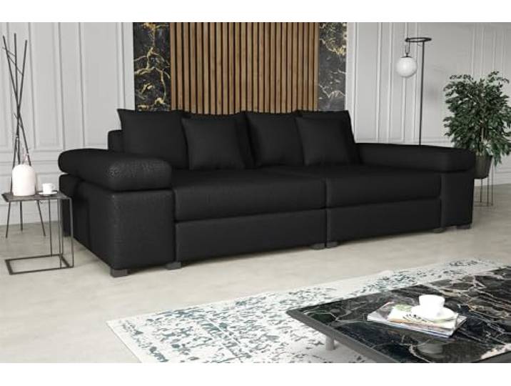 Fun Möbel Big Sofa Couchgarnitur Megasofa Riesensofa Arezzo in Stoff Now or Never (Schwarz)