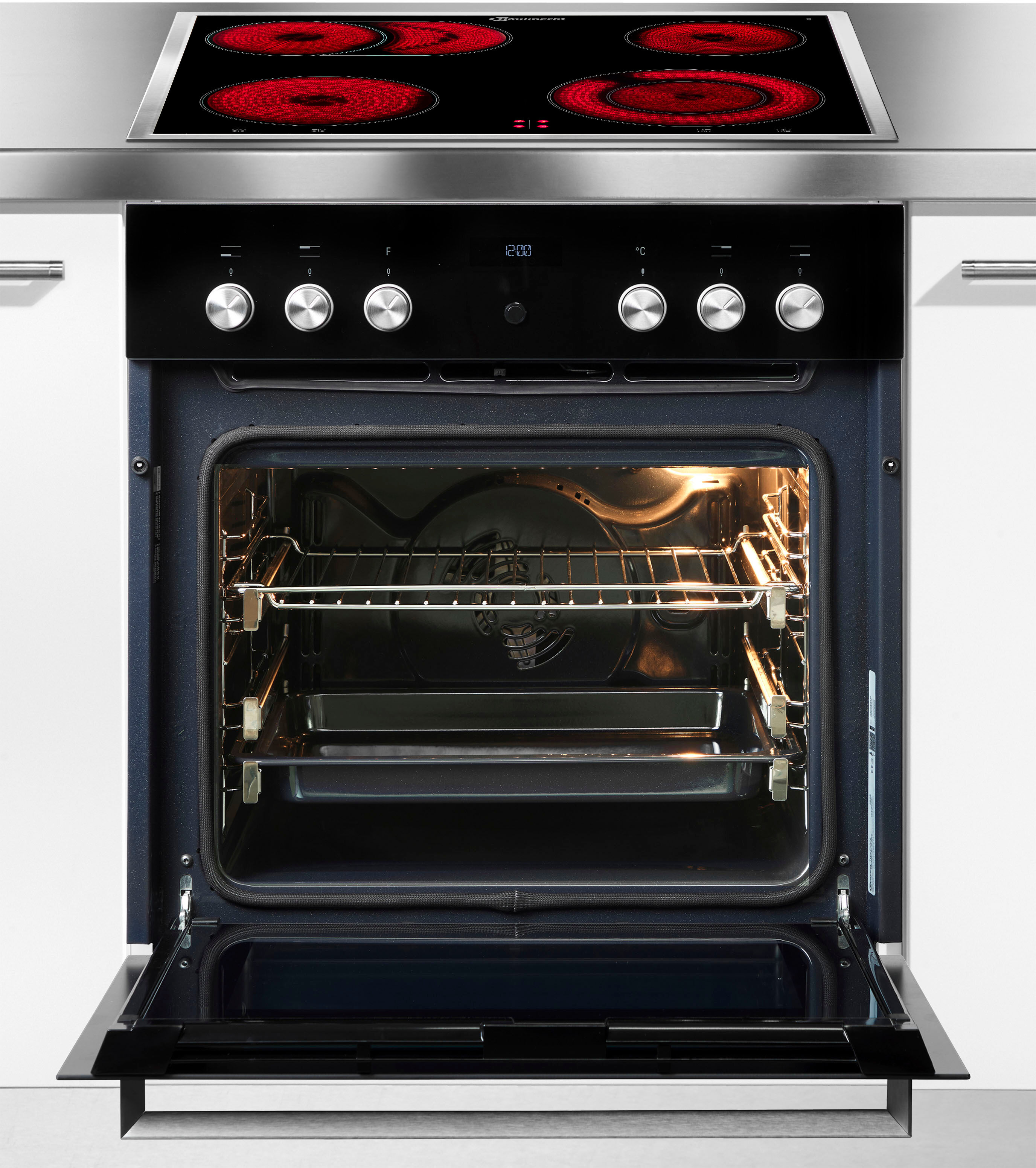 BAUKNECHT Elektro-Herd-Set "HEKO PYRO 8830S", Energieeffizienz: A+ (A+++-D), schwarz, Herdsets, Pizzafunktion – knusprig und köstlich wie frisch aus dem Steinofen, Topseller