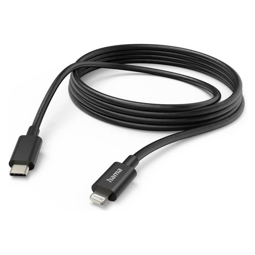 Hama USB-Kabel, USB-C - Lightning, 3 m, Schwarz (3 m, USB 2.0, 45 W) (00201599)