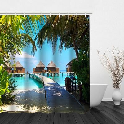 LightInthebox Beautiful Landscape Nature Landscape Print Waterproof Shower Curtain Modern Polyester Machined Waterproof Bathroom With Hooks