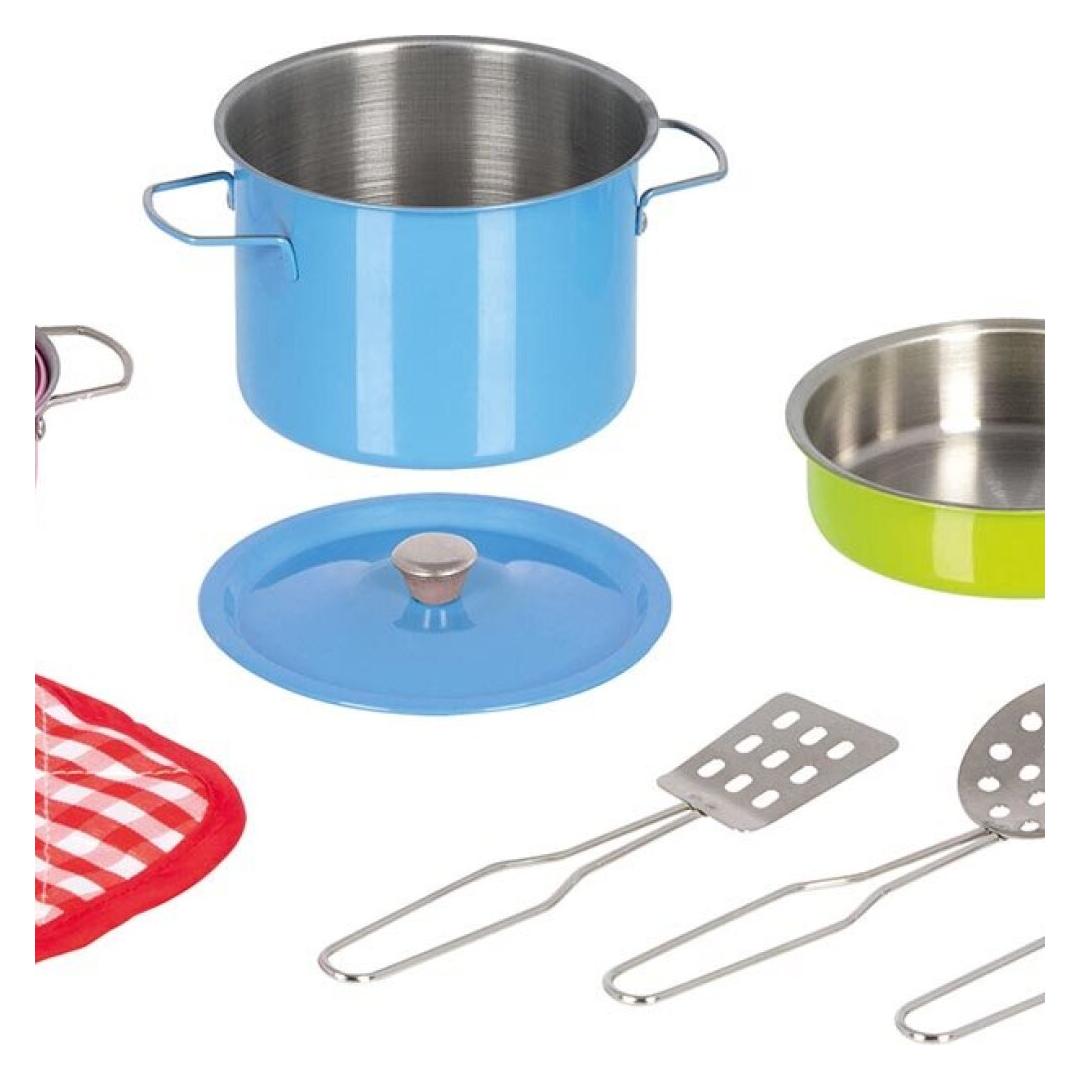 Goki Kochset farbenfroh 9tlg Topf Pfanne Metall (51467)