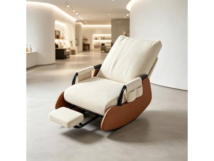 LCNDKF Ergonomischer Ruhesessel - mit Breiter 60cm Sitzfläche Kompakter Loungesessel mit herausziehbarer Fußstütze und weichen Armlehnen für Schlafzimmer.
