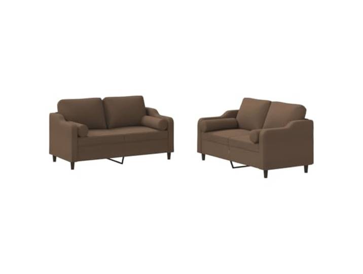 GHVBNMF 2-TLG. Sofagarnitur mit Rollkissen Braun Stoff Couch Set Bequemes Polstermöbel Set aus atmungsaktivem Gewebe mit stabilem Metallgestell für Wohnzimmer und Gästezimmer.