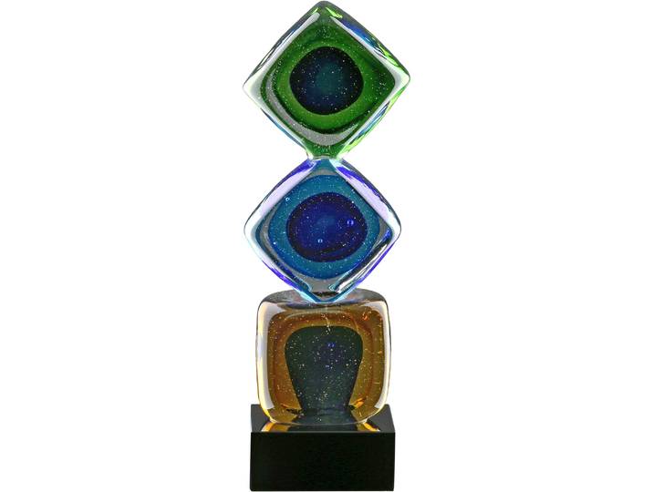 Skulptur GILDE Skulptur Hafun mehrfarbig , bunt (mehrfarbig), B:7cm H:22,5cm T:7cm, Glas, Dekofiguren, Skulptur, Abstrakt modern Designskulptur Dekoobjekt kunstvoll dynamisch