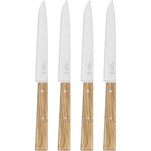 Opinel Tafelmesser No. 125 Bon Appetit, glatter Schliff, 22 cm, Edelstahl (12C27), mit braunen Holzgriffen, 4 Stück