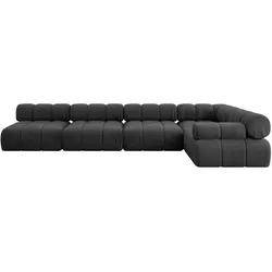 ECKSOFA modulares Sofa Mende-L3 - 380x190x70 cm Schwarz Velours