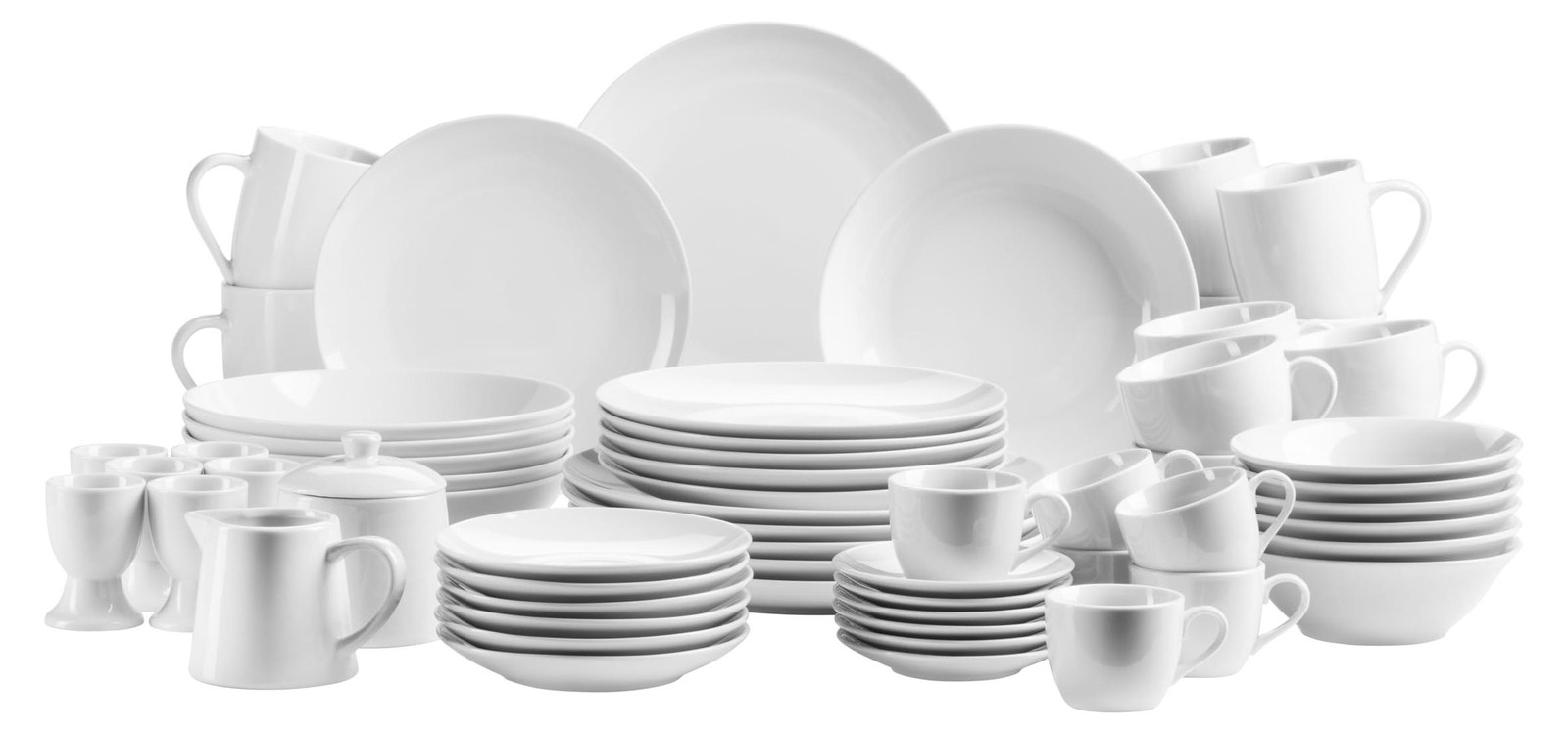 Dripio Servies voor 6 personen, 62-delige porseleinen basisset
