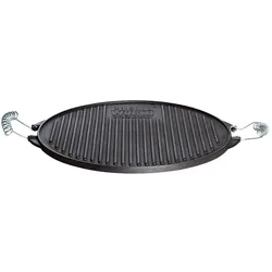 Allgrill Gusseisen-Grillplatte Light mit Edelstahl-Griffen 38 cm rund schwarz