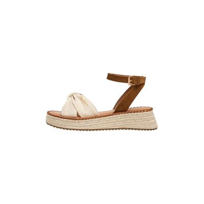 Sandale PEPE JEANS "Sandalen mit hohen Absätzen KATE BASS", Damen, Gr. 29, beige (sanftes weiß), 65% Cotton, 35% Cow Suede, Schuhe Sandale
