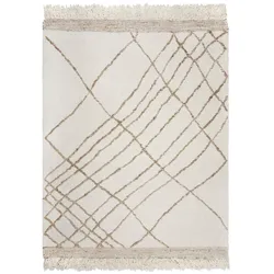 KADIMA DESIGN Bouclé Teppich Abstrakt Linear Beige-Natur aus Wollgemisch | 160x230cm