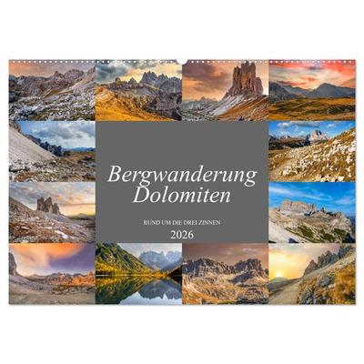 Bergwanderung Dolomiten rund um die Drei Zinnen (Wandkalender 2026 DIN A2 quer), CALVENDO Monatskalender