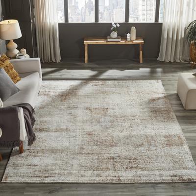KALATY Urban Distress Abstract Brown Handmade Area Rug