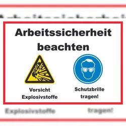 HB-Druck Arbeitssicherheit Explosionsstoffe Schutzbrille Schild A1 (594x841mm)
