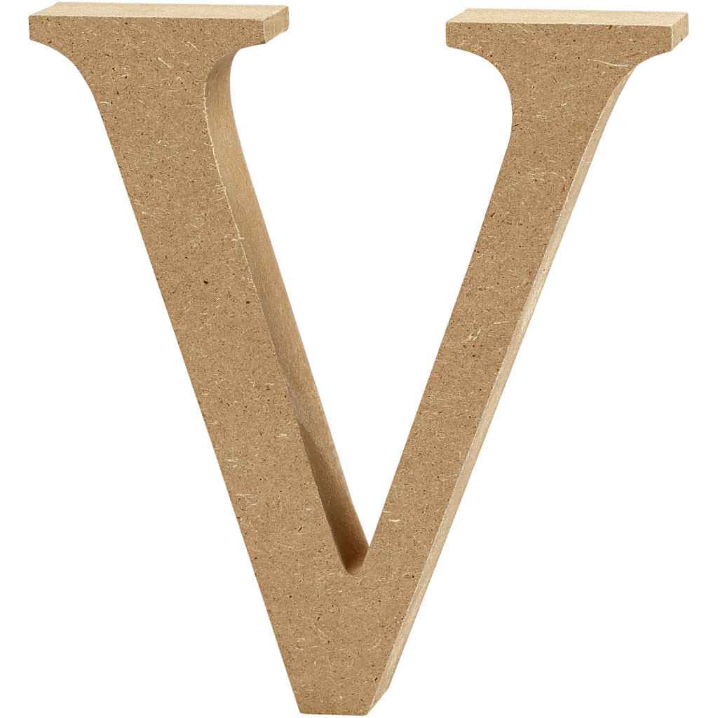 Creativ Company Letter V van MDF, Hoogte: 13 cm, Dikte: 2 cm