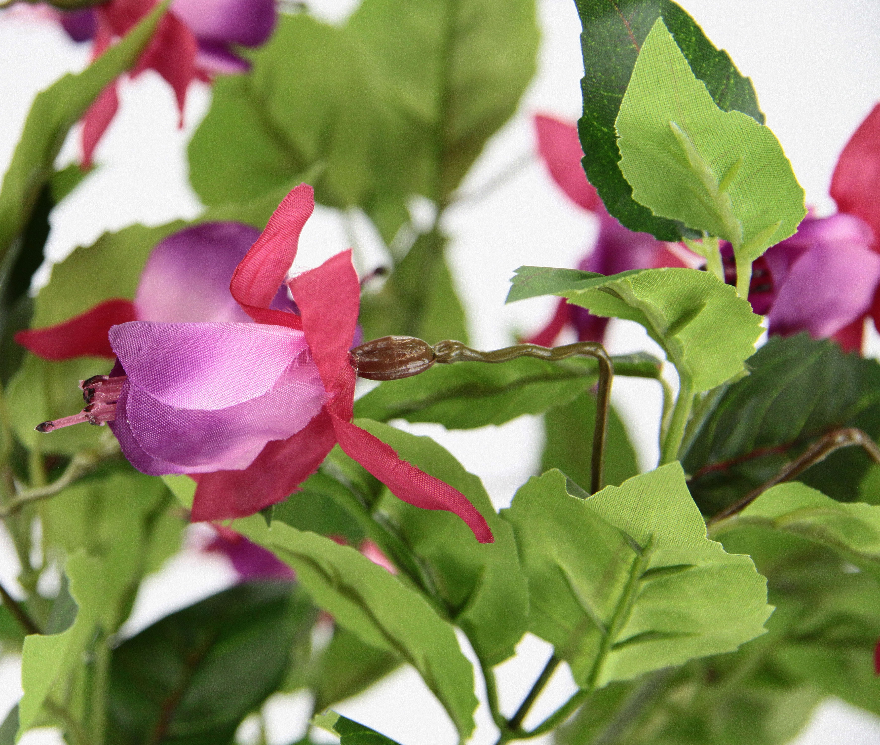 Kunstblume I.GE.A. "Fuchsien", pink (fuchsia), H:30cm Ø:23cm, Obermaterial: 80% Polyester, 20% Kunststoff, Kunstpflanzen, Kunstblume, Im Topf Zimmerpflanze Deko Doppelblütenblätter Topfpflanze Hybrid Hort
