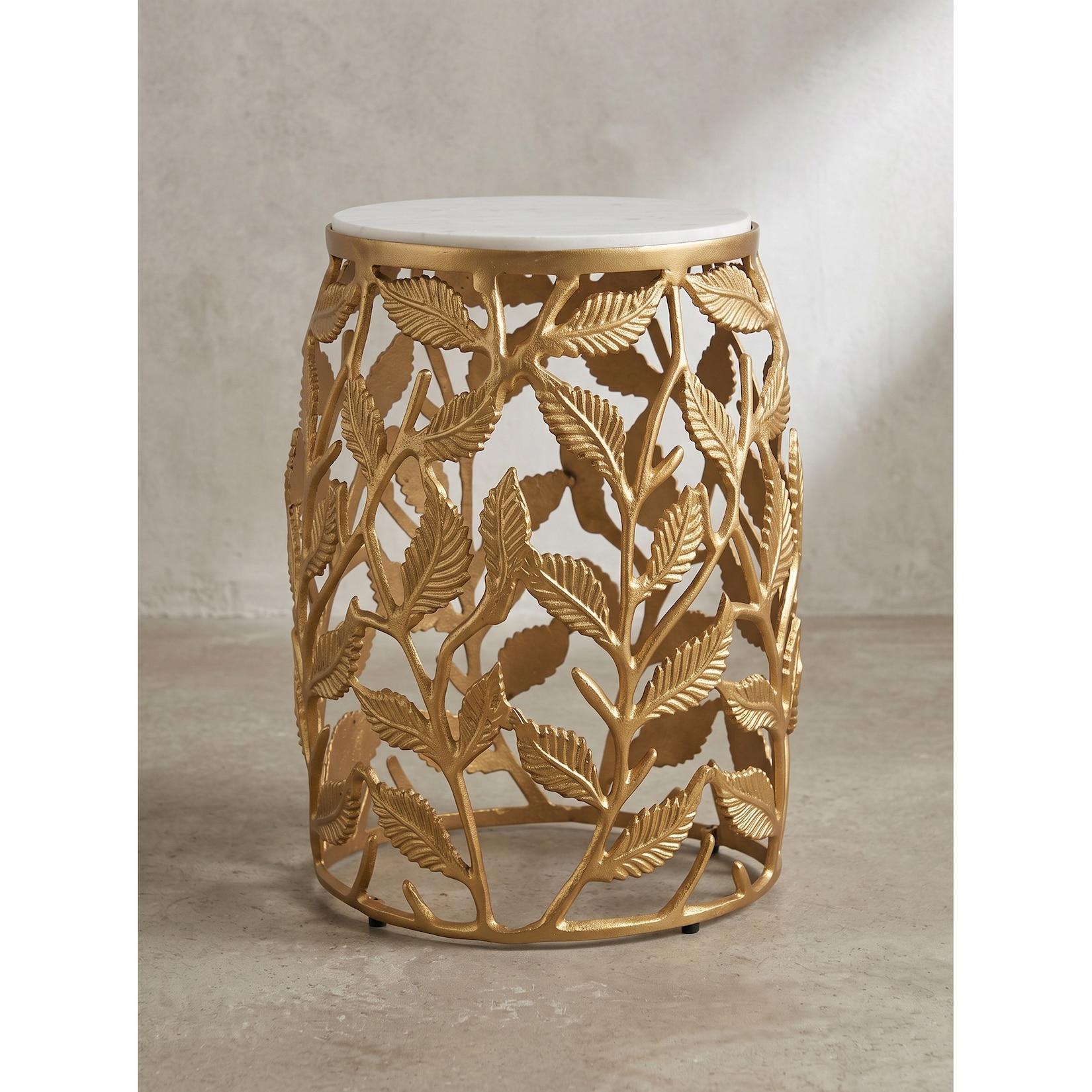 Beistelltisch Marmor Gold-Weiß Ø 40x46 cm - ALASSIO Kadima Design
