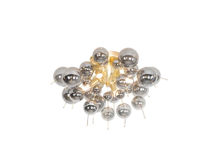 Plafonnier design en laiton avec verre fumé 4 lumières - Explode