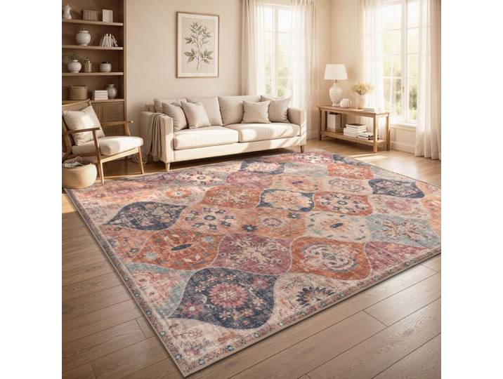 Paco Home Tapis Vintage Boho Moderne Salon Ras Court Lavable Antiderapant Multicolore Multicolore 160x220 cm