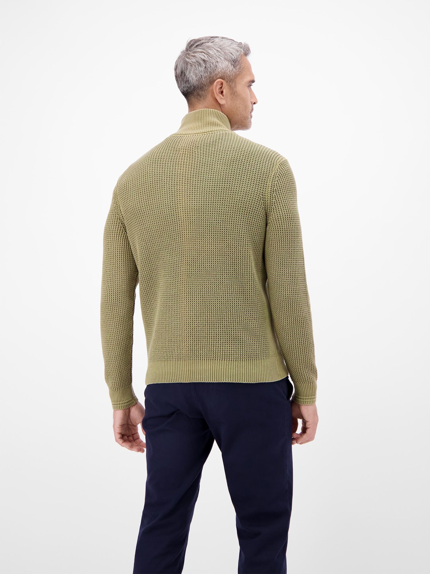Strickpullover LERROS "Herren Troyer in Strukturqualität", Herren, Gr. XL, grün (aloe grün), 100% Baumwolle, ohne Ausschnitt, Pullover Strickpullover aloe grün XL