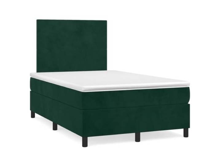 PUGYNBK Boxspringbett aus Samt, Dunkelgrün, 120 x 200 cm Verstellbares Kopfteil, Taschenfederkernmatratze, mittlere Festigkeit, Matratzenschoner