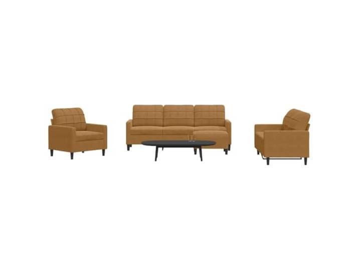 KTHLBRH 4-teiliges Sofa-Set aus braunem Samt mit Fußstütze Metallrahmen, Füllung aus Schaumstoff, 1 Sofa, 1 2-Sitzer-Sofa, 1 3-Sitzer-Sofa