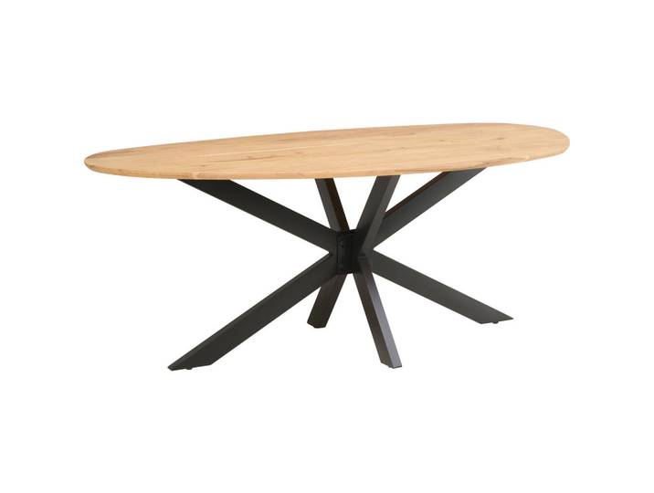 Mid.you Esstisch, Schwarz, Akazie, Holz, Metall, Akazie, massiv, oval, Sternfuß, 100x76x200 cm, Fsc, Esszimmer, Tische, Esstische, Esstische oval