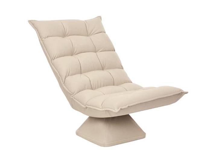 Fauteuil de sol paresseux fauteuil relax design capitonné inclinaison dossier réglable pivotant 360° revêtement lin beige