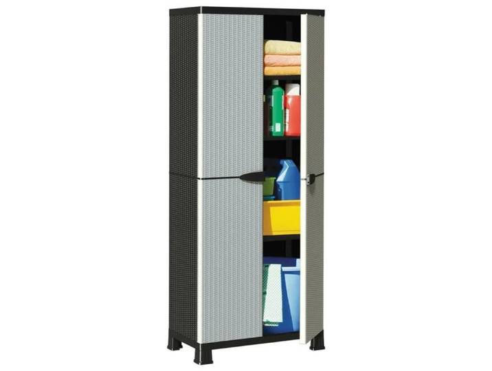 Armoire en plastique JILI - BEST 68x39x171 5 cm Design de rotin - Gris - 2 portes 4 étagères réglables