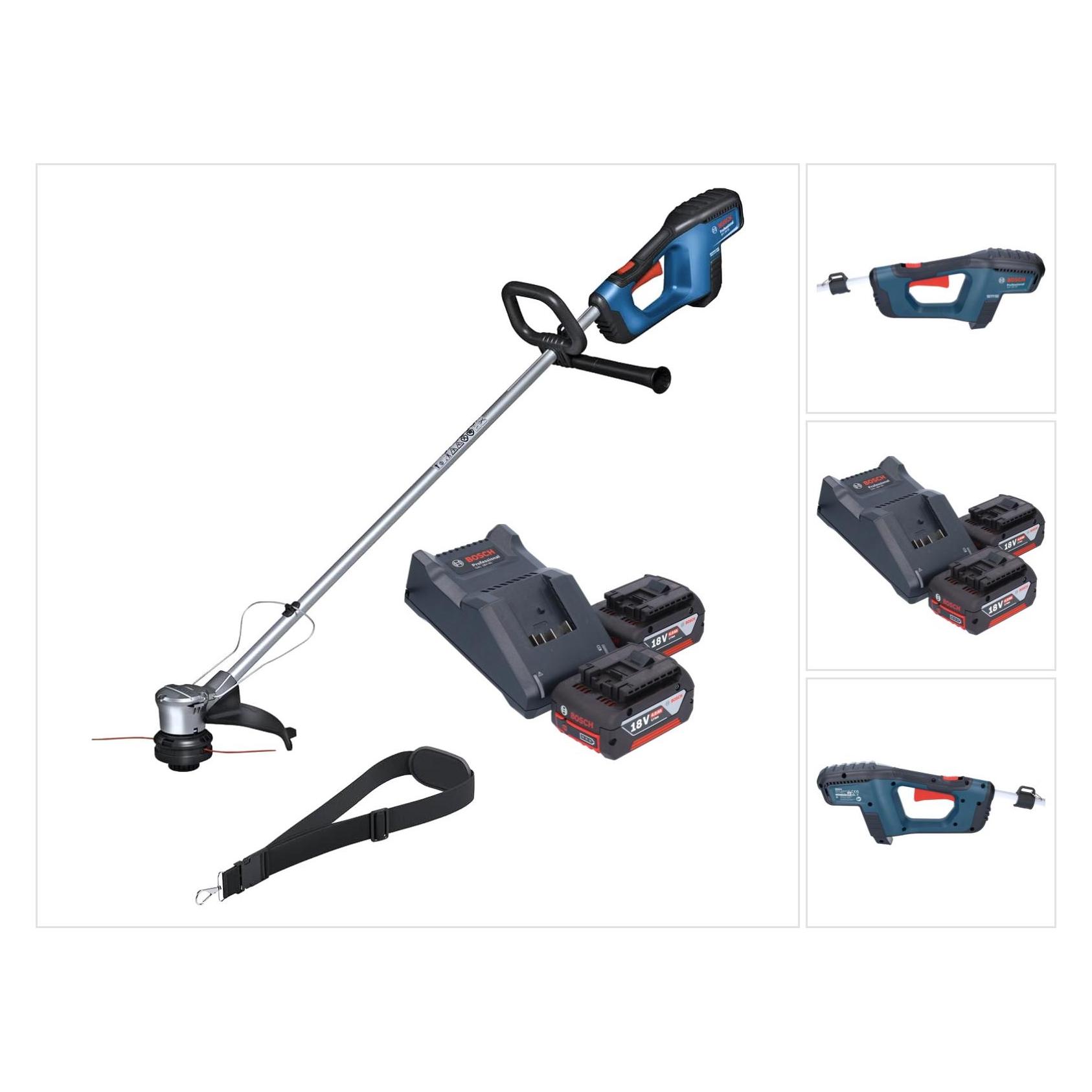 Bosch Professional GRT 18V-33 Professional Akku Rasentrimmer 18 V 330 mm Brushless + 2x Akku 4,0 Ah + Ladegerät (Trimmfaden) (06008D0000)