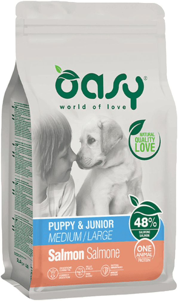 Oasy Dry Dog One Puppy Medium Large Salmone 2.5KG