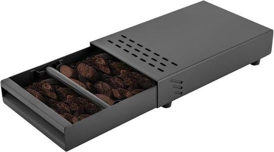 WAN Koffie Afklopbak Zwart - Afslagcontainer voor Koffiedik met Ingebouwde Rubberen Staaf - B/D/H: 28 x 18 x 5 cm
