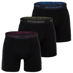 SCOTCH&SODA Herren Boxershorts, 3er Pack - Solid Cotton Stretch Schwarz / XL