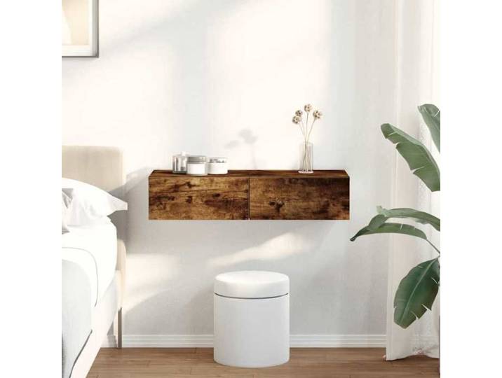 Étagère murale avec tiroirs chêne fumé bois d'ingénierie 859981