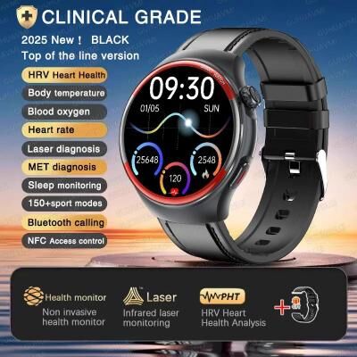 Uplift Picks HealthTrack Pro Smart Watch Heart Rate Blood Pressure Bluetooth Call black Leather clinical Grade