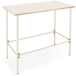 Oviala Business Hoher Esstisch aus elfenbeinfarbenem Metall 120 cm