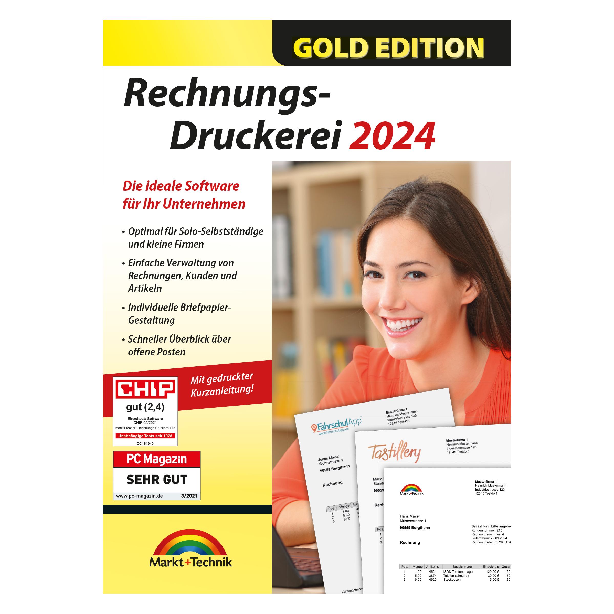 Markt + Technik Rechnungsdruckerei Gold Edition Download Code (1 User, 1 Geräte/User, unbegrenzt) (90804)
