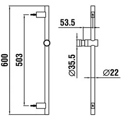 LAUFEN Brausestange TwinGliss, PVD Rosegold, Höhe 600 mm integrierter Bohrloch-Montagehilfe HF904791465000
