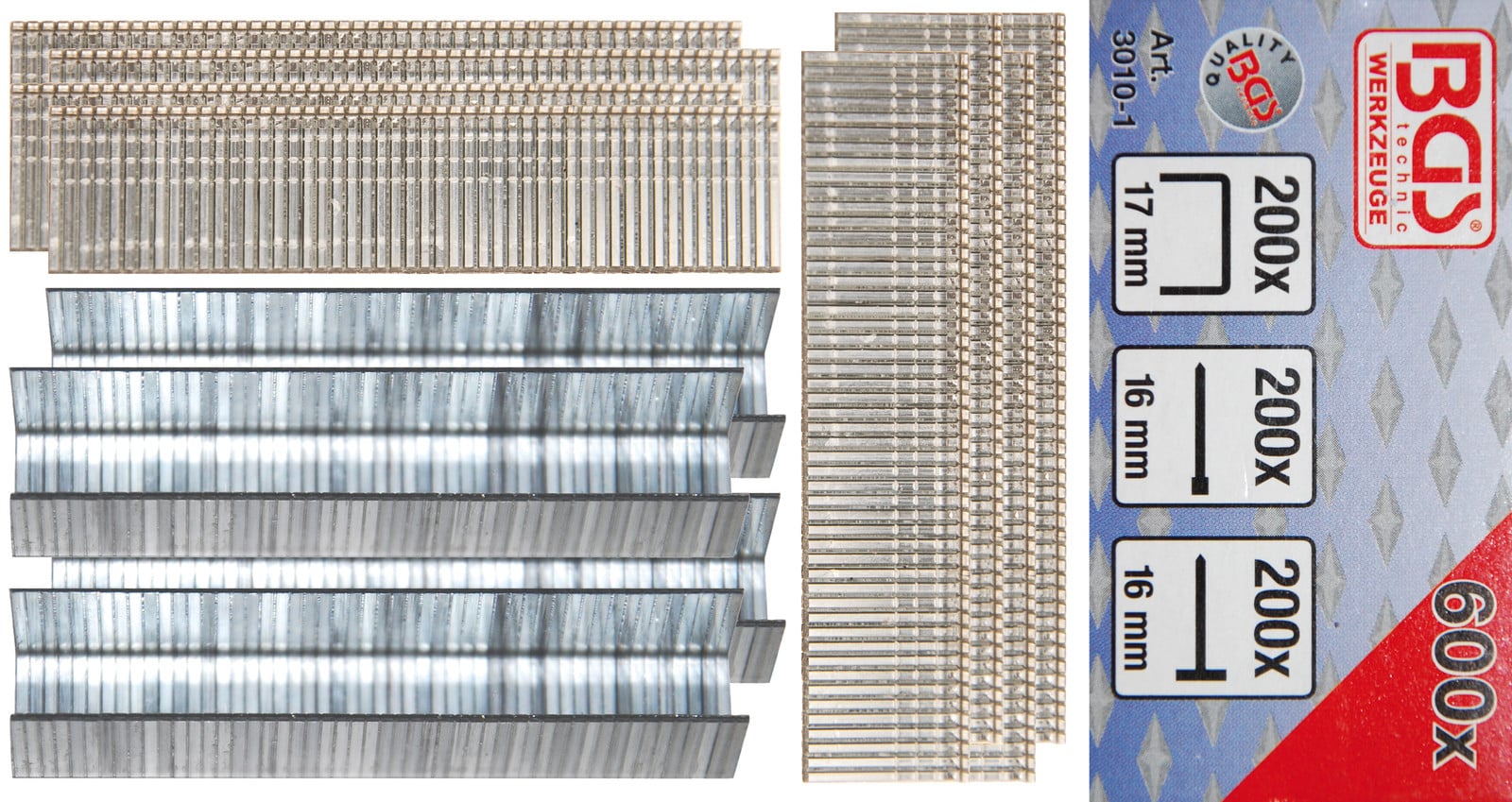 BGS technic Assortiment klemmen, bouten en spijkers, 600-delig