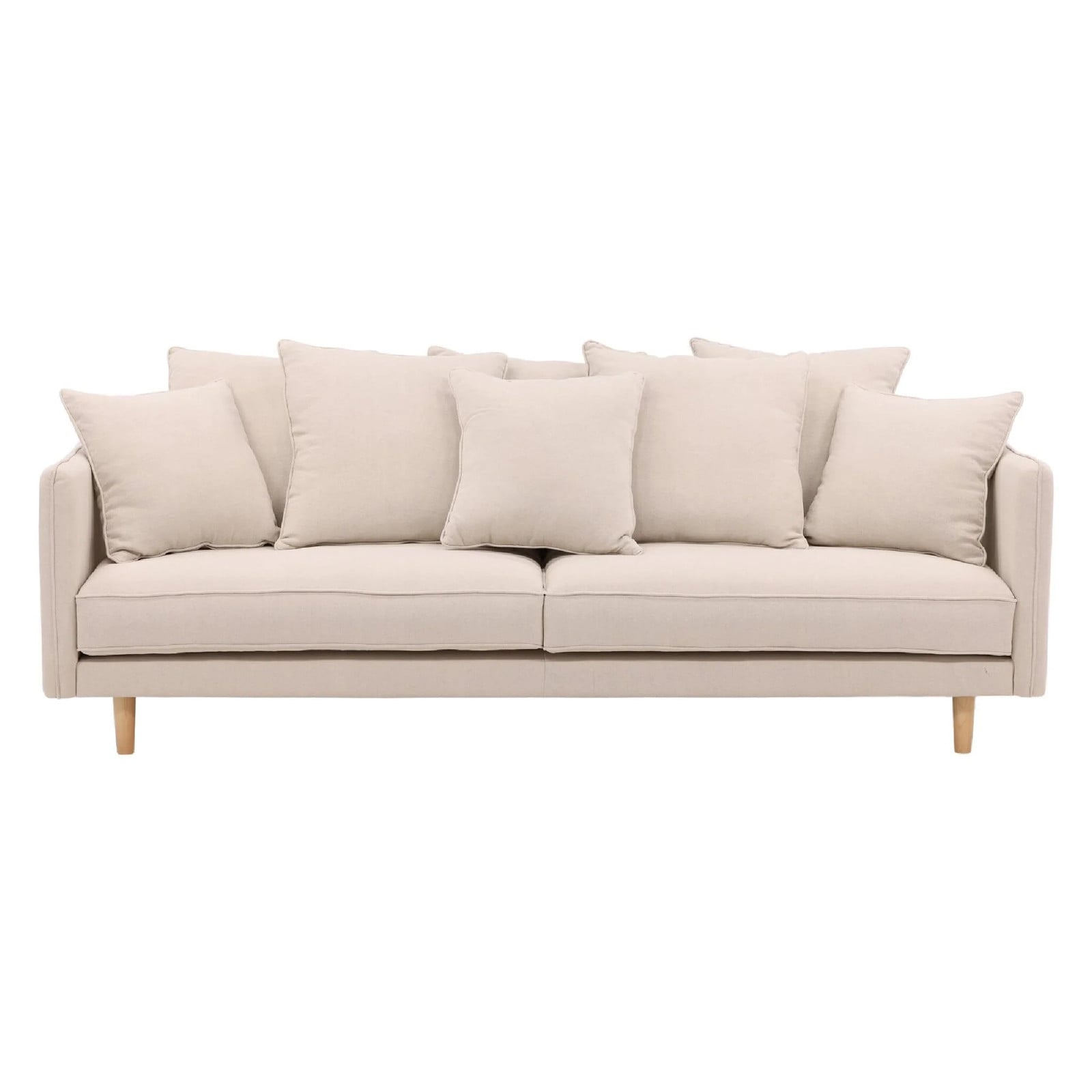 QUVIO Ivo Bank - Whitewash Beige Linnen - Scandinavisch Design - 3-zits