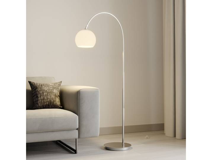Cynthia Stehleuchte Opal/Nickel - Lindby - Wohnzimmer - Modern - Glas - Einflammig