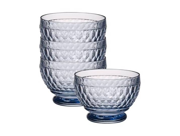 Villeroy & Boch Boston Coloured Schale Blue 4 Stück Nr. 1173090761 und 4er Set EKM Living Edelstahl Strohhalme