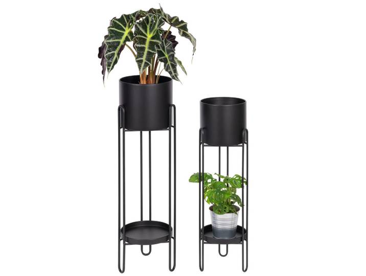 bremermann Blumenhocker 2er-Set, schwarz, Metall, Schwarz, 20.7x74.7x20.7 cm, Wohnzimmer, Wohnzimmertische, Blumenständer