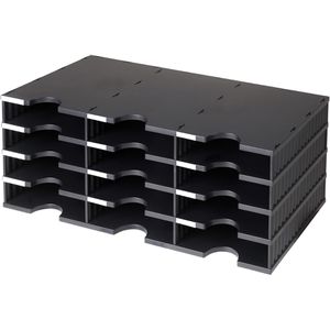 Styro Styro Sortierstation 268-0304  doc Trio, A4, 12 Fächer, 4 Etagen, Kunststoff, schwarz