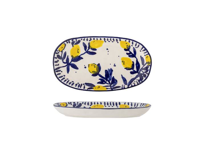 Assiette de service 29x16,5 cm en grès bleu Maxima