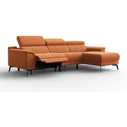 ECKSOFA FIERO 4-Sitzer RECHTS, Oranger Veloursstoff