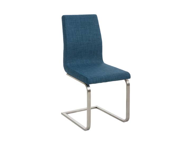 TPFLiving Esszimmerstuhl Belfast Stoff Freischwinger Gestell Edelstahl - Blau