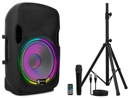 Wiibo Acoustics Festa 12BT Actieve Professionele Luidspreker met Bluetooth en Statief, 12 inch, 500W Piekvermogen