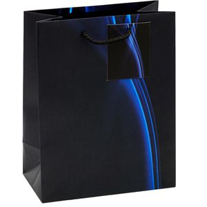TSI Geschenktüte 85013 Business Wave, Geschenktasche, 18 x 23cm, schwarz / blau