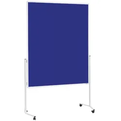 magnetoplan Moderationstafel weißer Rahmen, ungeteilt, mobil - Filz blau