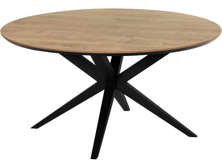 Esstisch OMG DESIGN Wellington , braun (mango, schwarz, mango), B:150cm H:77cm T:150cm, Tische, Esstisch, Hochwertige Melamin-Tischplatte mit Metallgestell